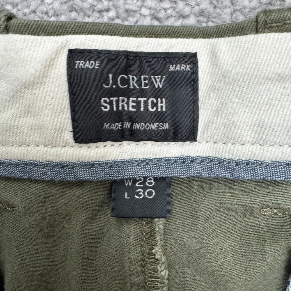 J.Crew 484 Slim Fit Chino Pants Mens 28x30 Olive Green Tapered Flat Front Cotton